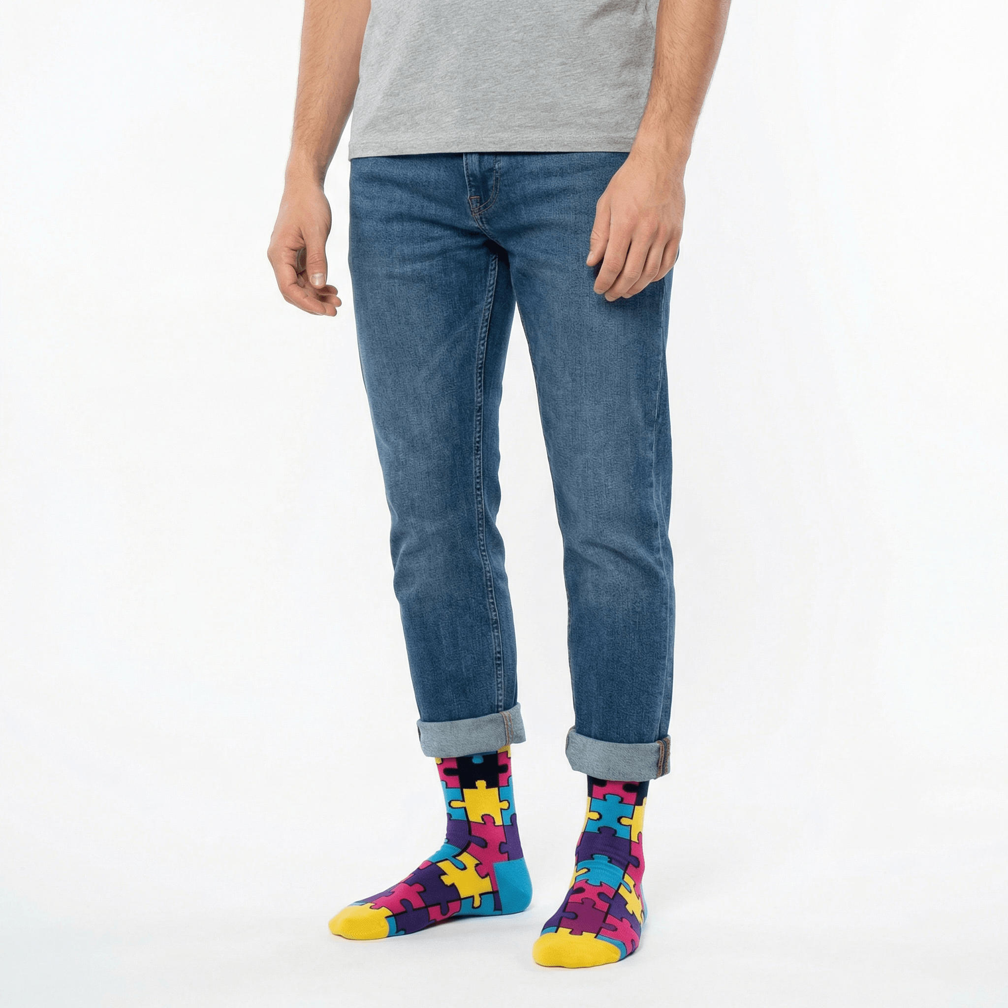 Chaussettes puzzle sur mannequin